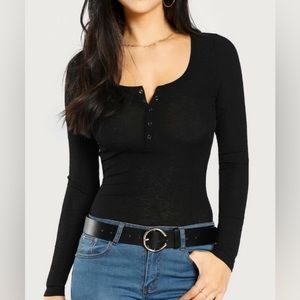 🖤SOLD - MERCARI🖤Black Scoop Neck Henley Shirt